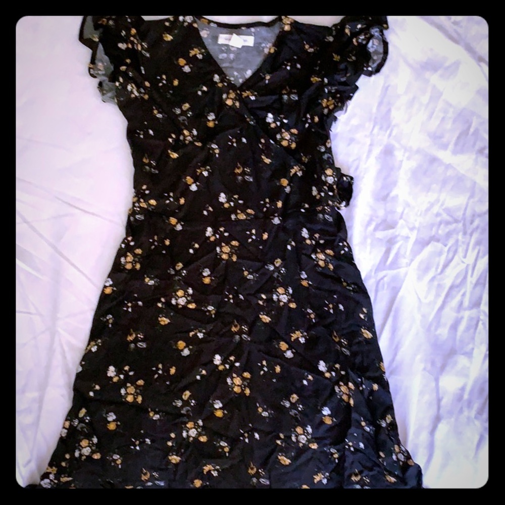 Faux wrap dress with a-line skirt